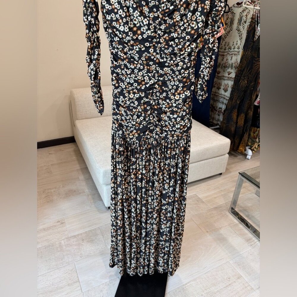 Farm Rio: Black Tiny Flowers Long SleeveMaxi Dress - Picture 10 of 15